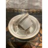 Tintero Antiguo de Porcelana con Borde Dorado y Diseño Floral - Coleccionable