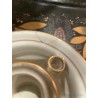 Tintero Antiguo de Porcelana con Borde Dorado y Diseño Floral - Coleccionable