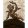Cenicero Antiguo de Bronce con Querubín - Amorcillo sobre Esfera Decorativa