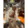 Escultura Femenina de Mármol o Alabastro - Figura Clásica de Mujer Pensativa