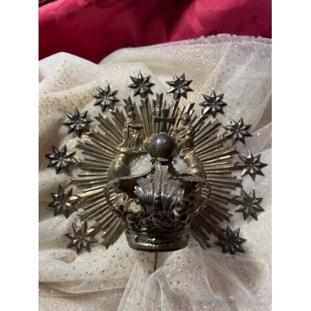 Corona de Plata para Imagen de Virgen - Resplandor con Estrellas y Santísima Trinidad