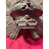 Corona de Plata con Resplandor y Pedrería Roja - Joya Religiosa para Imagen Mariana