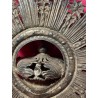 Corona de Plata con Resplandor y Pedrería Roja - Joya Religiosa para Imagen Mariana