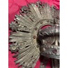 Corona de Plata con Resplandor y Pedrería Roja - Joya Religiosa para Imagen Mariana