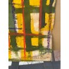 Obra Abstracta de Miguel Caiceo - Cuadrícula Verde y Amarilla Expresionista