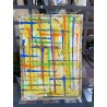Cuadro Abstracto de Miguel Caiceo - Composición Geométrica Multicolor sobre Amarillo
