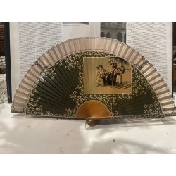 Abanico Antiguo con Escena Costumbrista Española - Pieza Coleccionable Siglo XIX