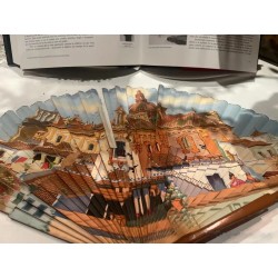 Abanico Vintage con Vista de la Plaza Magdalena de Sevilla - Pieza Decorativa Española