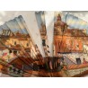 Abanico Vintage con Vista de la Plaza Magdalena de Sevilla - Pieza Decorativa Española