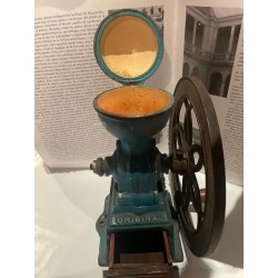 Antiguo Molinillo de Café Original - Pieza Decorativa Vintage Azul con Manivela