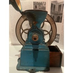 Antiguo Molinillo de Café Original - Pieza Decorativa Vintage Azul con Manivela