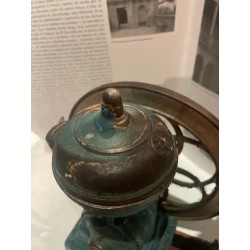 Antiguo Molinillo de Café Original - Pieza Decorativa Vintage Azul con Manivela