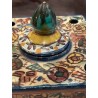 Pareja de Tinteros Antiguos de Cerámica Decorada - Piezas Artesanales de Colección