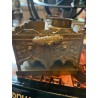 Tintero Victoriano de Bronce con Doble Recipiente - Escritorio Antiguo Siglo XIX