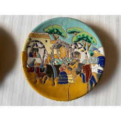 Pareja de Platos Decorativos Triana Siglo XIX - Cerámica Andaluza Escenas Típicas