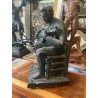 Escultura Antigua Guitarrista - Figura Terracota Firmada Arte Español Vintage