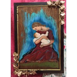 Virgen con Niño - Maternidad Sagrada Arte Sacro José Pulgar Marco Floral