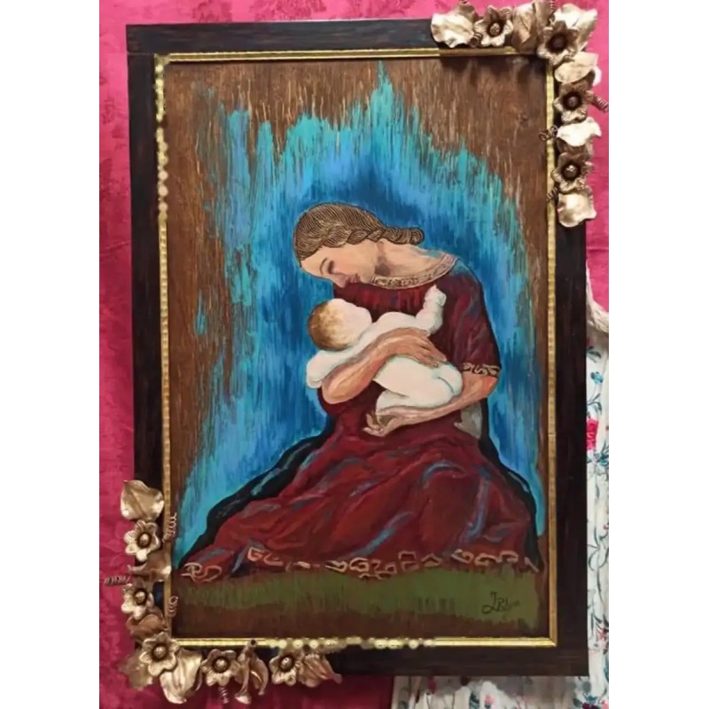 Virgen con Niño - Maternidad Sagrada Arte Sacro José Pulgar Marco Floral