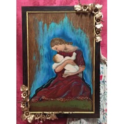 Virgen con Niño - Maternidad Sagrada Arte Sacro José Pulgar Marco Floral