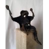 Escultura Abstracta Pareja Enamorada - Figura Bronce Sobre Pedestal Mármol