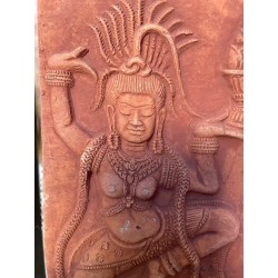 Relieve Terracota Apsaras Templo Khmer - Arte Asiático Antiguo Enmarcado