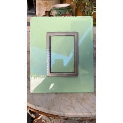 Marco Vintage Opalina Verde Menta - Portafotos Antiguo Cristal y Metal