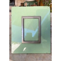 Marco Vintage Opalina Verde Menta - Portafotos Antiguo Cristal y Metal
