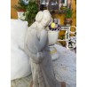 Escultura Antigua Figura Femenina - Estatuilla Mármol Blanco Base Madera