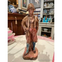 Figura Escultórica Policromada - Arte Decorativo Vintage de Personaje Histórico
