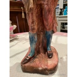 Figura Escultórica Policromada - Arte Decorativo Vintage de Personaje Histórico