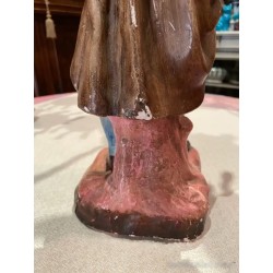 Figura Escultórica Policromada - Arte Decorativo Vintage de Personaje Histórico