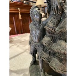 Escultura de Terracota Policromada - Maternidad Artística Vintage