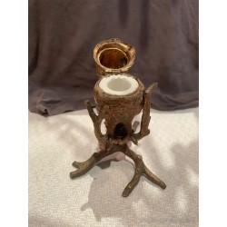 Tintero Antiguo de Bronce con Diseño de Búho - Pieza de Arte Decorativa Vintage