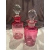 Pareja de Frascos de Cristal Rubí con Tapones de Cristal Facetado - Elegancia Vintage