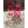 Pareja de Frascos de Cristal Rubí con Tapones de Cristal Facetado - Elegancia Vintage