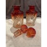 Par de Frascos de Cristal Baccarat con Degradé en Tonos Rojos - Pieza de Colección
