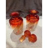 Par de Frascos de Cristal Baccarat con Degradé en Tonos Rojos - Pieza de Colección