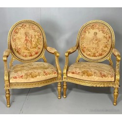 Par de Sillones Luis XVI - Obra Maestra de Tapicería y Ebanistería Francesa
