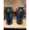 Pareja de Jarrones de Cristal en Tonos Azules - Diseño Vintage Mid-Century