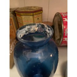 Pareja de Jarrones de Cristal en Tonos Azules - Diseño Vintage Mid-Century