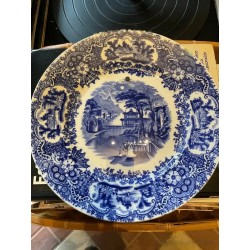 Elegante Plato Decorativo Cartuja Azul Cobalto - Pieza de Colección Vintage
