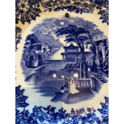 Elegante Plato Decorativo Cartuja Azul Cobalto - Pieza de Colección Vintage