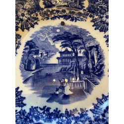 Elegante Plato Decorativo Cartuja Azul Cobalto - Pieza de Colección Vintage