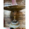 Elegante Centro de Mesa Vintage - Bandeja Decorativa en Metal Plateado con Base de Bronce