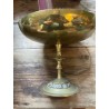 Elegante Centro de Mesa Plateado - Frutero Vintage con Base de Bronce Ornamentada