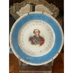 Plato Conmemorativo Vintage de Luis XIV - Porcelana Decorativa con Retrato Real
