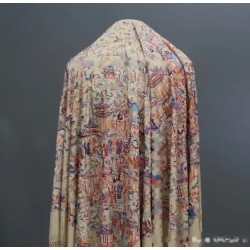 Elegante Mantón de Manila Vintage - Seda China Bordada Principios Siglo XX