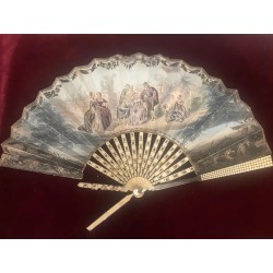 Elegante Abanico Vintage de Hueso - Pieza de Colección Histórica