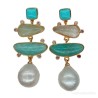 Pendientes Elegantes con Perlas Naturales, Turquesa y Piedras Semipreciosas - Joyería