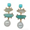 Pendientes Elegantes con Perlas Naturales, Turquesa y Piedras Semipreciosas - Joyería